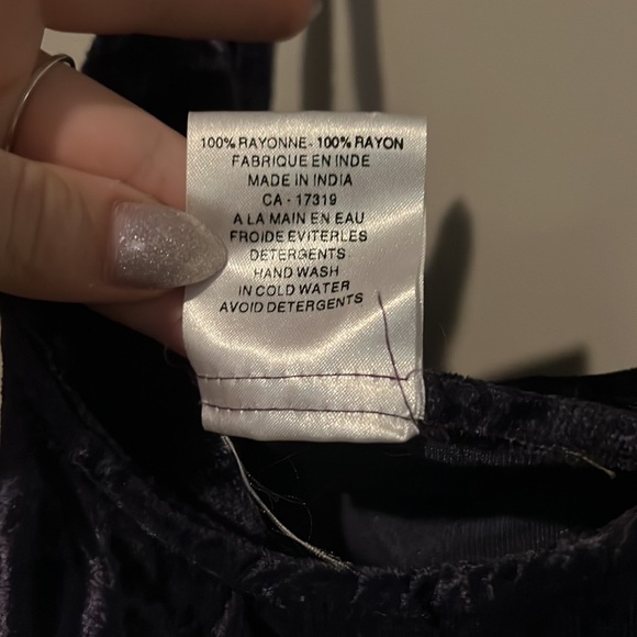 Hand made purple velvet dress. Free size made in India. 100% rayon. - Picture 3 of 3